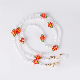Chains 2024 Daisy Flower Color Glasses Chain Crystal Woven Beads Mask Silicone Pendant Lovely Sweet Wind Suitable For Women