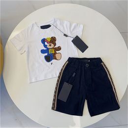 Kids Sets T-shirt And Pant Children Cotton Double G Boys Girls Summer Suit Sport 2-9 Years Designer T-Shirt Pants Set Brand 2Piece Clothing F7