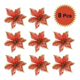 Decorative Flowers 8 Pcs Faux Glitter Fake Decoration Christmas Tree Gliter Artificial Bluebonnet