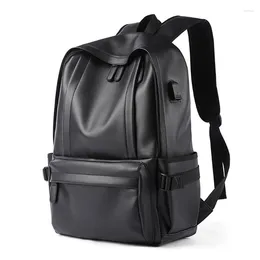 Backpack Men PU Leather Travel Casual Mochila Waterproof Student Book Bags Teenager School Bag Fashion Male College Daypack