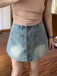 Large Size American Style Buttocks Wrapped Denim Skirt Pants for Women in Summer Chubby Mm High Waist Crotch Covering Slimming Design A-line Short