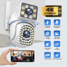 Cameras 1/3 PCs 8MP 4K Wifi Camera Dual Lens PTZ Human Detect Auto Tracking Outdoor Surveillance Camera Waterproof Security Night Vision