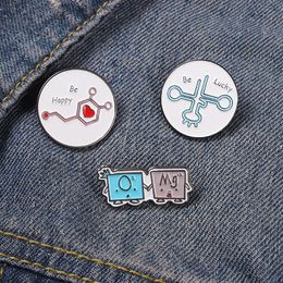 Happy Lucky Enamel Pin Science And Chemistry Beaker Experiment Brooches Metal Badge For Backpack Hat Bags Jewelry Gift For Lover