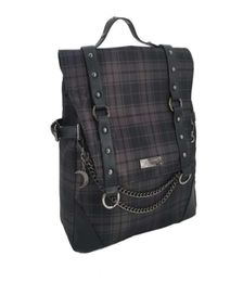 Plaid Gothic Punk Rock Chain Backpack Women Techwear Goth Sac A Dos Mochilas School Bags For Teenage Girls Bagpack 2109291634512