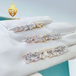 Designer Jewelry Hip Hop Hot Selling Men and Women Princess cut diamond stud earrings sterling 925 silver 4prong 4mm - 9mm Moissanite screw back earring