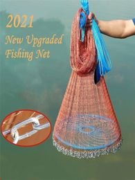 42M72M Fishing Net Upgraded Korean Small Mesh Hole Steel Chain Sinkers Hand Cast Easy Throw Tools 22030135095615910589