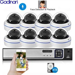 System Gadinan H.265 8CH 5MP POE Face Audio Record NVR IP Security Camera System Kit Outdoor Vandalproof CCTV Dome Surveillance Set