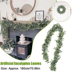 Decorative Flowers Artificial Eucalyptus Vine Pendant Leaf Garland Wedding Plant Greenery For Home Party Decoration Q8C6