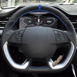 Steering Wheel Covers Braids On Car For DS5 DS 5 DS4S 4S 2013 2014 2024 Perforated Leather Cover Blue Bar
