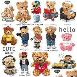 Sewing Notions & Tools Cute Bear Es Heat Transfer Vinyl Sticker On Clothing T Shirt Jacket Iron For Clothes Thermal Transfers Drop De Dhsd6