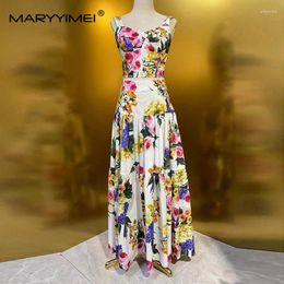 Work Dresses MARYYIMEI Fashion Women's 2024 Spring Poplin Spaghetti Strap Strapless Printed Shirt Ball Gown Skirt 2-Piece Set