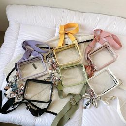 Storage Bags Transparent Bag Women's 2024 Summer Wide Shoulder Strap Small Square Tide PVC Single Crossbody Mobile Phone