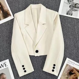 Women's Suits Single Button Blazers Women Spring Autumn All-match Daily Seductive Trendy Korean Style Ladies Office Cropped