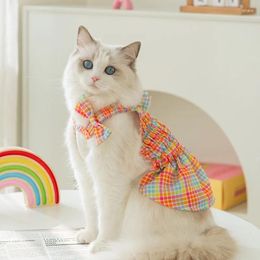 Cat Costumes Instagram Korea Anti-hair Removal Spring/Summer Princess Style Colorful Vacation Sub Halter Skirt Dog Dress Pet Clothe