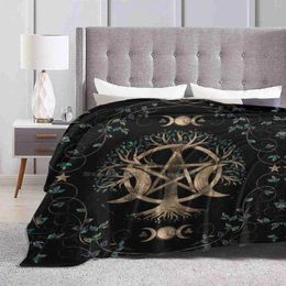 Blankets Tree Of Life Pentagram Moon Ornament Arrival Fashion Leisure Warm Flannel Blanket Yggdrasil Altar