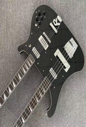 Factory custom double neck electric guitar black paint 4 string bass 6 string guitar mail1397014