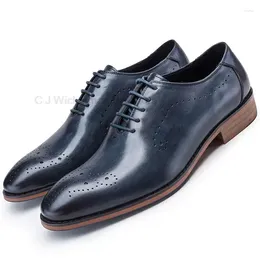 Dress Shoes Est Men Black Blue Designer Business Office Lace-Up Genuine Leather Oxford For