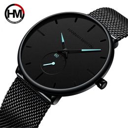 Men Steel Band Black Waterproof Personalized Fashion Popular Student Men's Quartz Watch