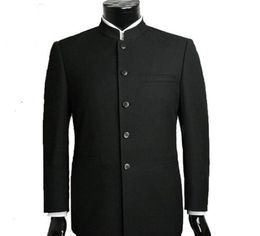 Black Chinese Style Wedding Tuxedos for Groom Wear Two Piece Custom Made Mens Suits New Jacket Pants6464317