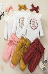 Baby Girls Clothing Set Letter Romper and Bow Pants Outfits Fall 2021 Children Boutique Clothes 02T Toddler Cotton Long Sleeves 29217264