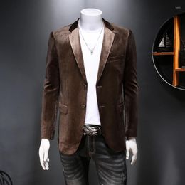 Men's Suits 2024 High Quality Fashion Handsome Everything Business Trend Men Corduroy Slim Autumn Top Thick Suit Small M-4XL