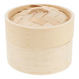 Double Boilers Steamer Bamboo Dumpling Kitchen Food Steaming Basket With Cover Tool Practical Bun