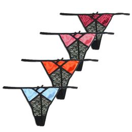 4PcsPack Women Sexy GString Lace Thong Panties Plus Size Panty For Womens Underpants LowRise Female Underwear S6XL 240407
