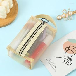 Storage Bags Large Capacity Mesh Makeup Bag Solid Color Transparent Cosmetic Organizer Case Toiletry