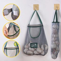 Storage Bags Reusable Kitchen Wall-Mounted Hanging Mesh Bag Home Fruit And Vegetable Hollow Net For Ginger Garlic Potatoes Onions