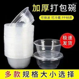 Disposable Dinnerware Round Bowl With Lid Full Case Family Suit Iced Cold Rice Noodles Takeaway Packaged Lunch Box Plastic Manufac