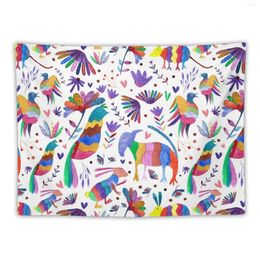 Tapestries Otomi Animals And Flowers Colourful Pattern Tapestry Decorative Wall Mural Paintings Art