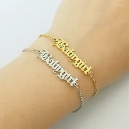 Charm Bracelets Fashion Babygirl Letter Jewellery For Women Stainless Steel Chain Unique Old English Pulsera Hombre