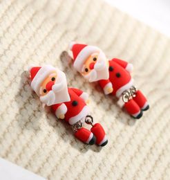 WholeHandmade Polymer Clay Lovely Christmas Santa Claus Stud Earring For Women Girl Earrings Jewellery NE8473157021