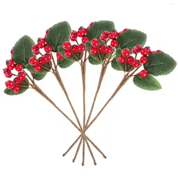 Decorative Flowers 5 Pcs Artificial Berry Cuttings Fake Home Decor Decorate Christmas Picks Party Decoration Iron Tree Decorations House