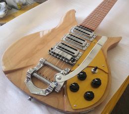 Custom Shop 6 String Ric Natural Wood Electric Guitar 3 Pickups B500 Tremolo Bridge Electric Guitars 4835169