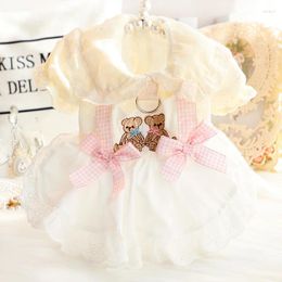 Dog Apparel Cute Sweet Bear Printing Puppy Dresses For Clothes Spring And Summer Dance Song Lolita Small