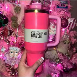 Stanleiness Sell Well 1:1 Same Free Shipping All in stock flamingo pink watermelon red 1.8 Pounds Modern Quencher H2.0 FlowState 40 oz Tumbler - Pink Parade ZEZ6