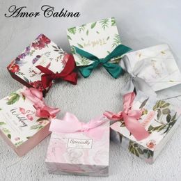 Gift Wrap 50pcs European Creative Flamingo Marble Forest Green Leaf Wedding Like Candy Box Bomboniera Party Chocolate Bag