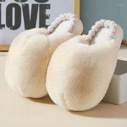 Slippers Cotton Women's Home Winter Shoes Plush Woman Flip Flops Thick Bottom Plus Velvet Warm And Non-slip