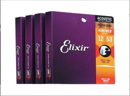 Elixir Acoustic Guitar Strings Music Wire Phosphor Bronze Shade 1100211027110521600216027160521200212052 100 sets8551738