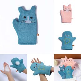 New Baby Bath Kids Toddlers Cartoon Animal Gloves Towels Washcloth For Bathing Children Wash Clean Shower Massage