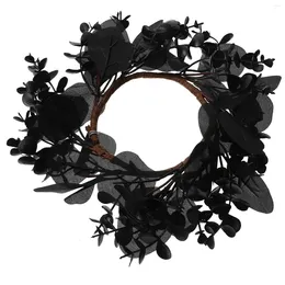 Decorative Flowers Halloween Wreath Black Ring Pumpkin Hanging Ornaments Horror Atmosphere Home Decoration Small