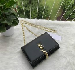 Top Quality Genuine Leather Chain Purse Fashion Clutch Lady Chain Shoulder Bag Cowhide Handbag Presbyopic Card Holder Purse Messenger Women Wholesale Evening Bags