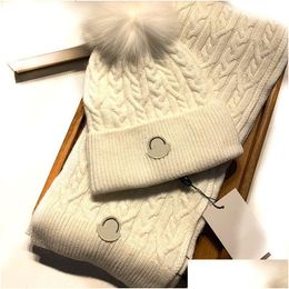 Hats Scarves Sets Fashion Wool Trend Hat Scarf Set Top Luxury Sacoche Men And Women Fashions Designer Shawl Cashmere Scarfs Gloves Dhwqb