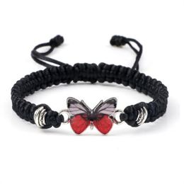 Red Rope Flat Knot Couple Bracelet Handwoven Electroplated Bracelet for Men and Women's Best Friends Butterfly Jewellery Handicraft Feet Chain AB101