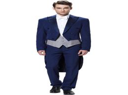 2019 New Arrival Navy Blue Tuxedo Men039s Three Piece 2018 New Wedding suit Tailcoat Tuxedo Pants Suits Mens Suits for Weddin9873001