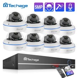 Intercom Techage H.265 8ch 5mp Poe Nvr Cctv System Vandalproof 5mp Indoor Dome Audio Ip Camera P2p Remote Video Security Surveillance Set