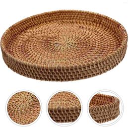 Plates Wicker Coffee Table Tray Rattan Storage Basket Rustic Decor Gathering Fruit Plate