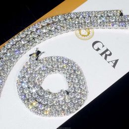 Armband Halskette 3mm/4mm Hip-Hop-Tenniskette Sterling Sier VVS Moissanit Diamant Cluster aus der kubanischen Kette für Männer Frauen Designer Schmuck