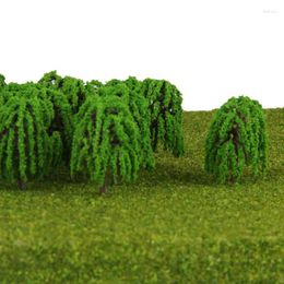 Decorative Flowers 50pcs Train Artificial Miniature Tree Plastic Model Scenery Railroad Decoration Building Landscape Micro Accessories Toys